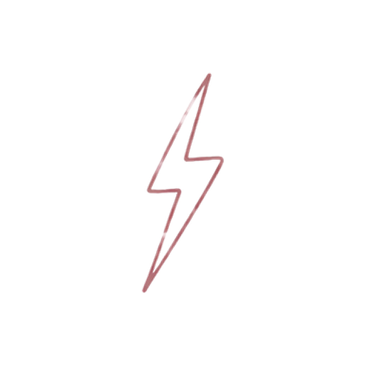 A neon-style lightning bolt symbol, pinkish in color, centered on a black background.