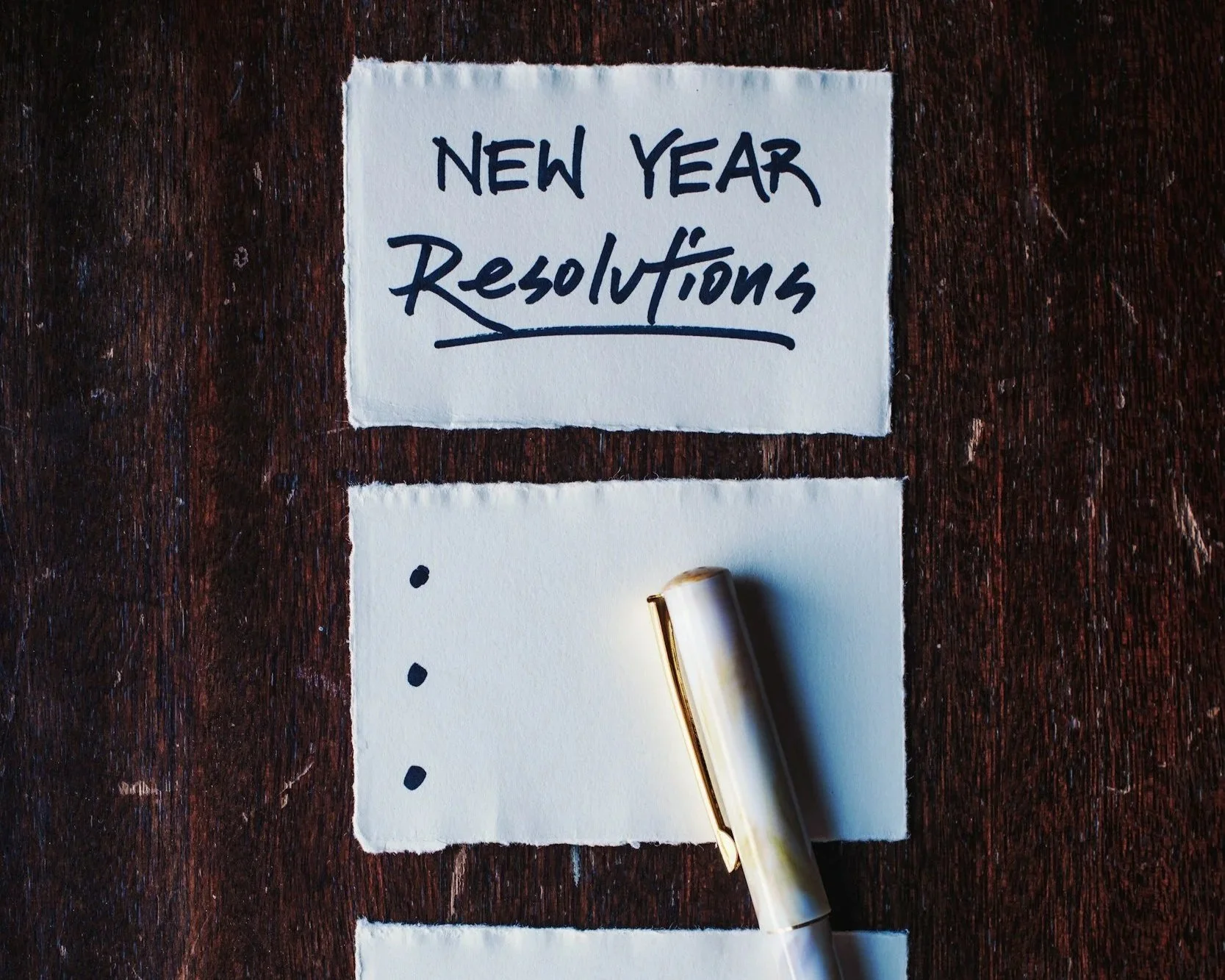 New Year's resolution with with notes including bullet points
