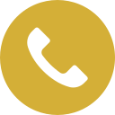 Gold circle with black telephone icon in the center