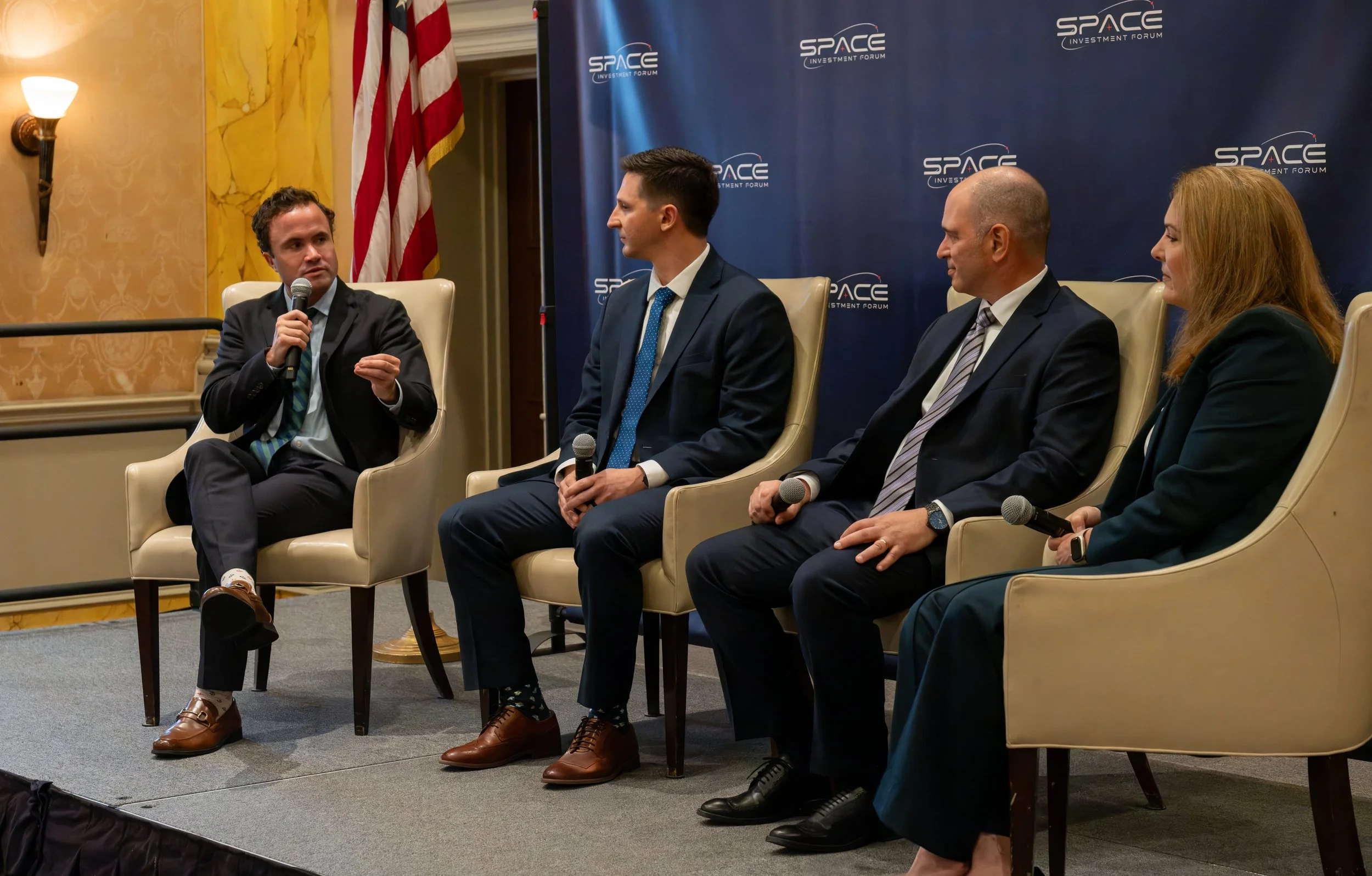 Kevin Cirilli moderates a panel at the Space Investment Forum in Washington, DC - Photo by Anthony DiFlorio