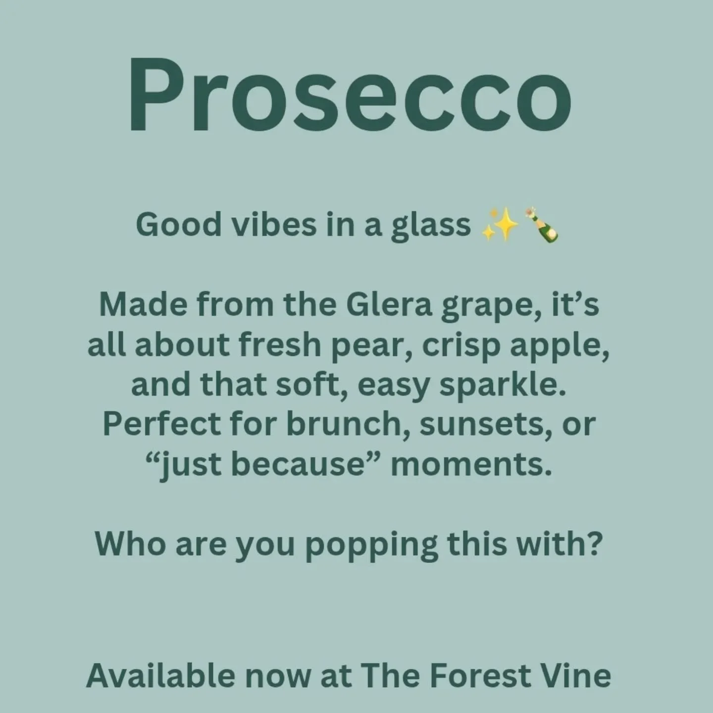 Prosecco! Pop🍾 does anything sound better!
On its own or in a spritz we have a selection for your needs. Check out the Prosecco pack! 
.
.
#theforestvine #prosecco #glera #bubbles #toyourdoor