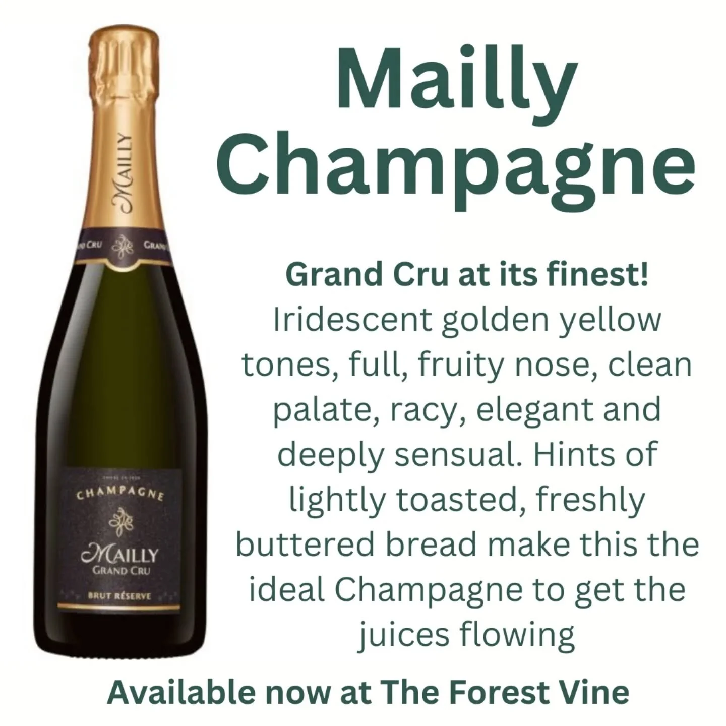 Champagne Grand Cru! Yes please! Available now! @champagne_mailly
.
.
#theforestvine #mailly #champagne #bubbles #deliveredtoyourdoor