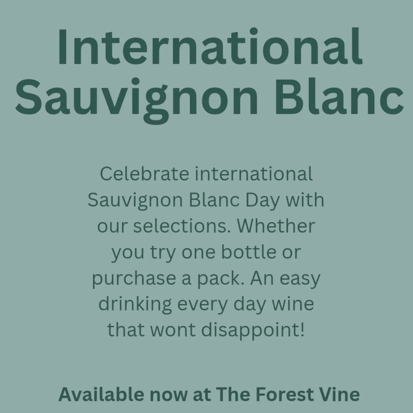 International Sauvignon Blanc Day!
We have you covered.
.
.
#theforestvine #internationalsauvignonblancday #sauvignonblanc #wine #deliveredtoyourdoor