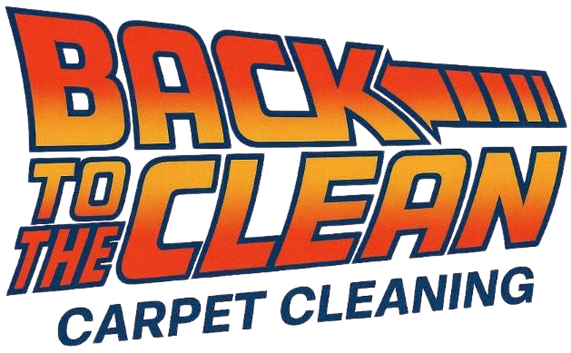 Logo for 'Back to the Clean Carpet Cleaning' with bold, colorful text.