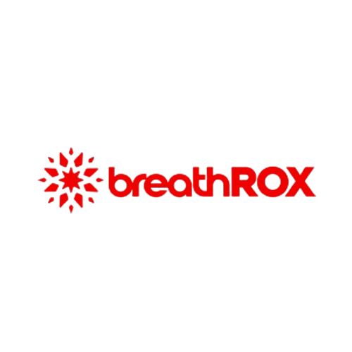 The breathROX logo with a red snowflake symbol and the word 'breathROX' in red text on a black background.