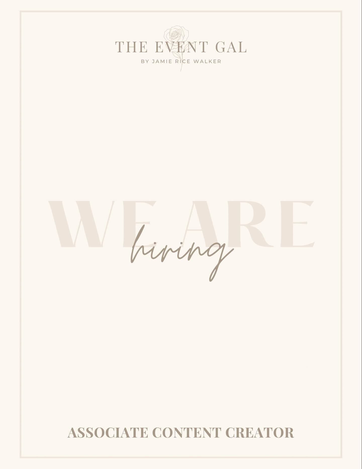 Calling all Houston and Dallas/Fort Worth girlies interested in becoming an Associate Wedding Content Creator📣📣

The Event Gal is hiring and we&rsquo;re looking for the ultimate detail oriented, girls girl to join our team!✨

Swipe for more details