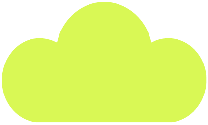 A bright yellow-green cartoon cloud icon.