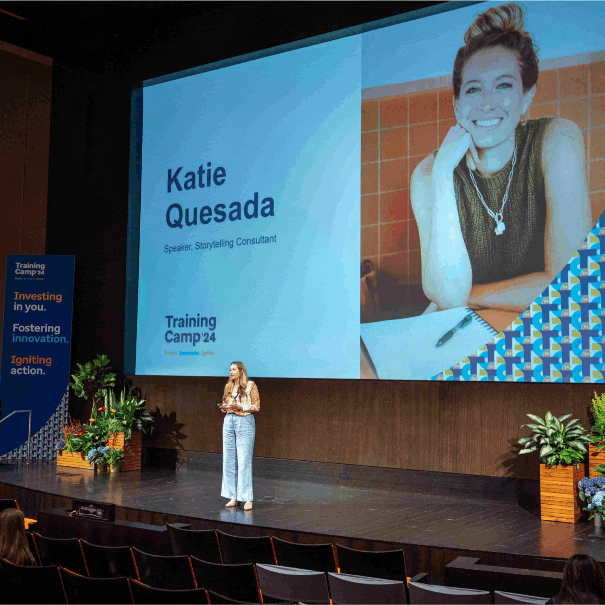 Speaker Katie Quesada presenting at Training Camp'24