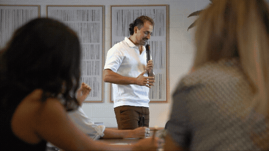 High-energy facilitator leading communication session