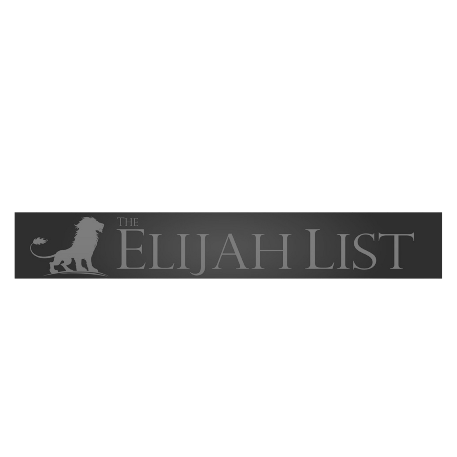 Logo for The Elijah List featuring a grey lion on the left and the text 'The Elijah List' in grey against a grey background.