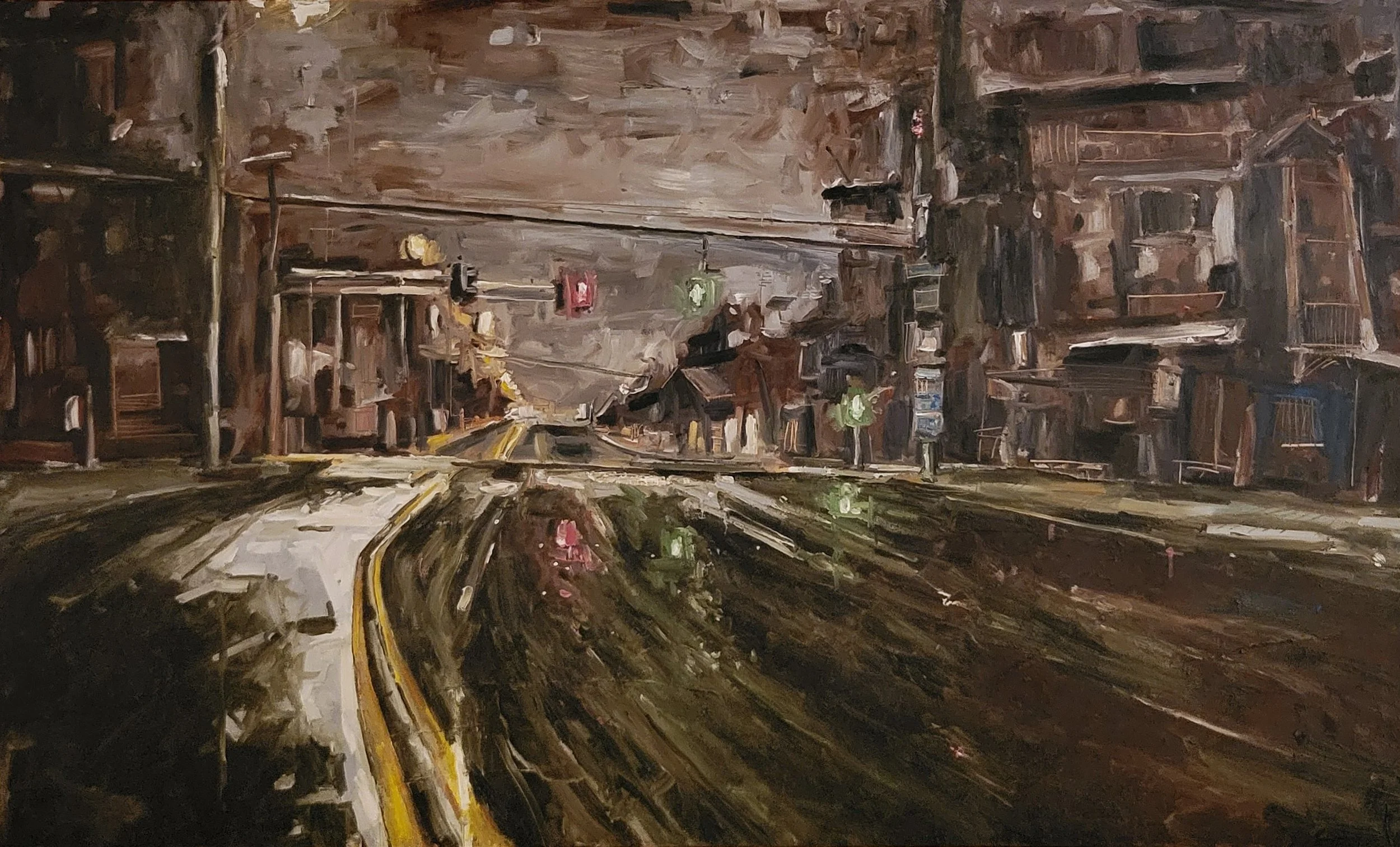 Street Lights #3, oil  (60" x 36")