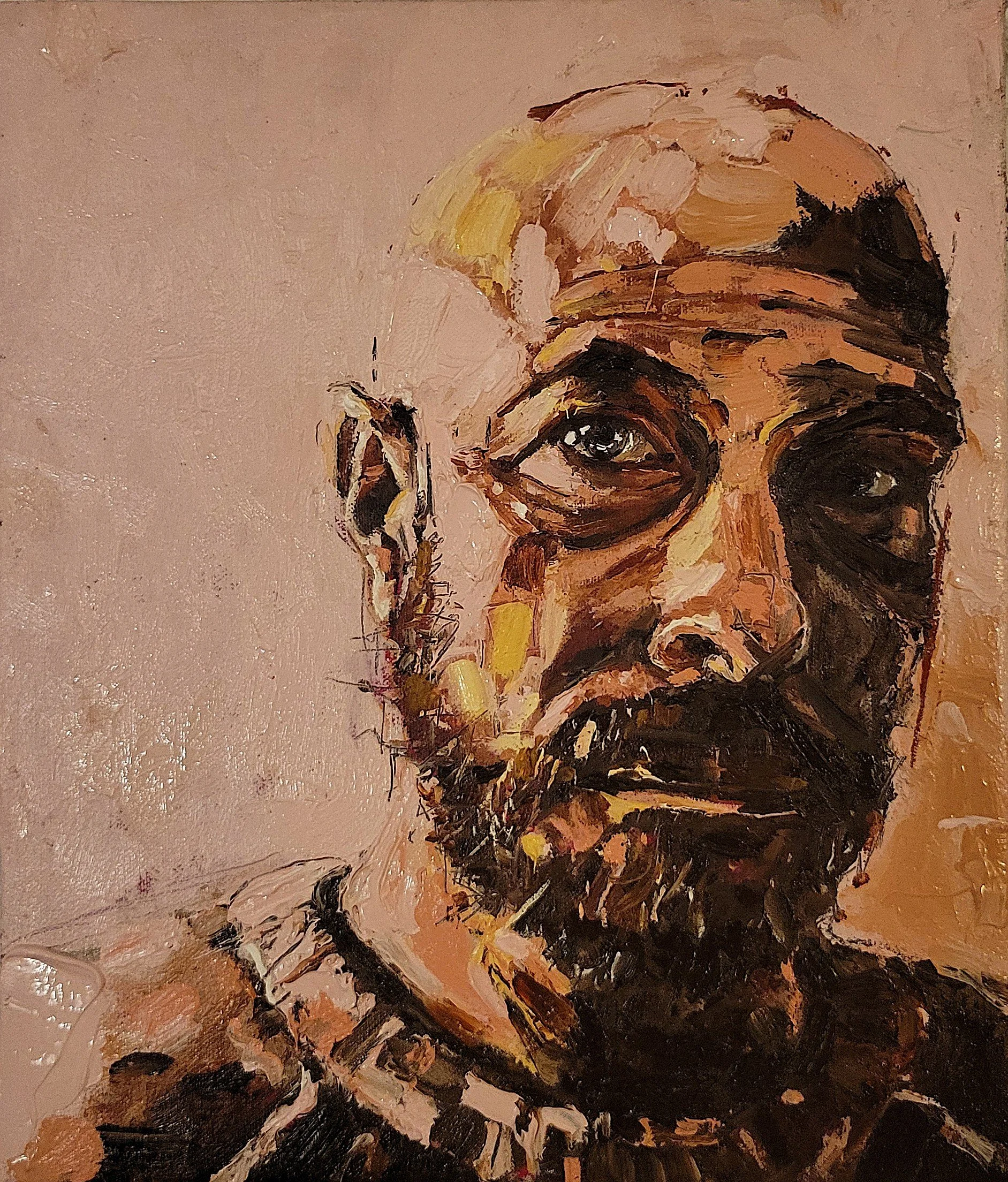 Self Portrait  age 50, oil  (12" x 14")