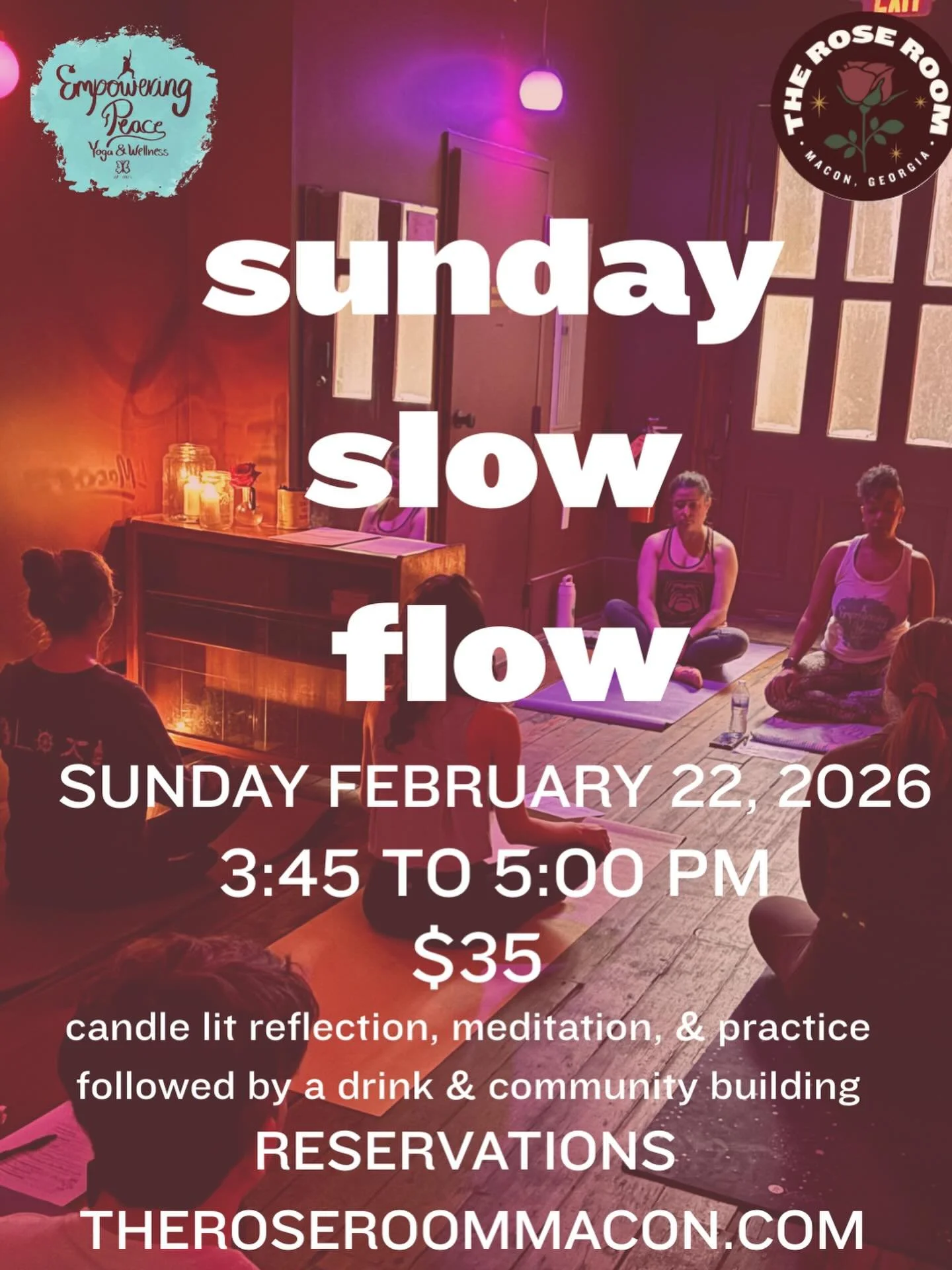 ✨Sunday Slow Flow yoga is back the last Sunday of every month✨

February 22, 2026
3:45-5:00pm
$35

Reservation link in bio 

#downtownMacon #yoga #meditation #sundayfundaybetterthanamonday @choosemacon @visitmacon @downtownmaconga