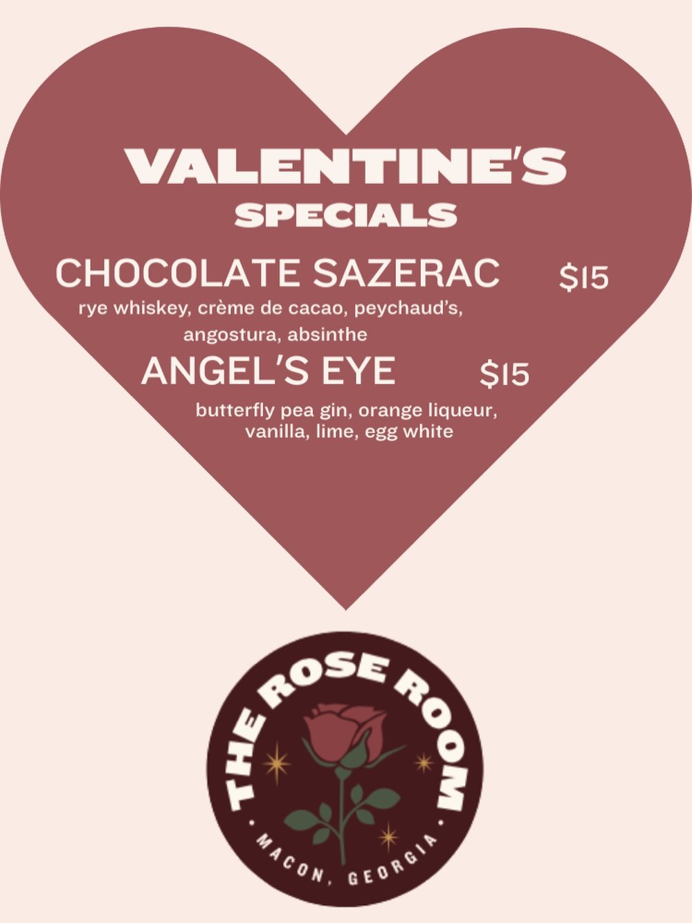 ✨Valentine&rsquo;s Specials✨Available only this Wednesday 2.11 through Sunday 2.15, 5pm to midnight. Make plans to try them both before they&rsquo;re gone!