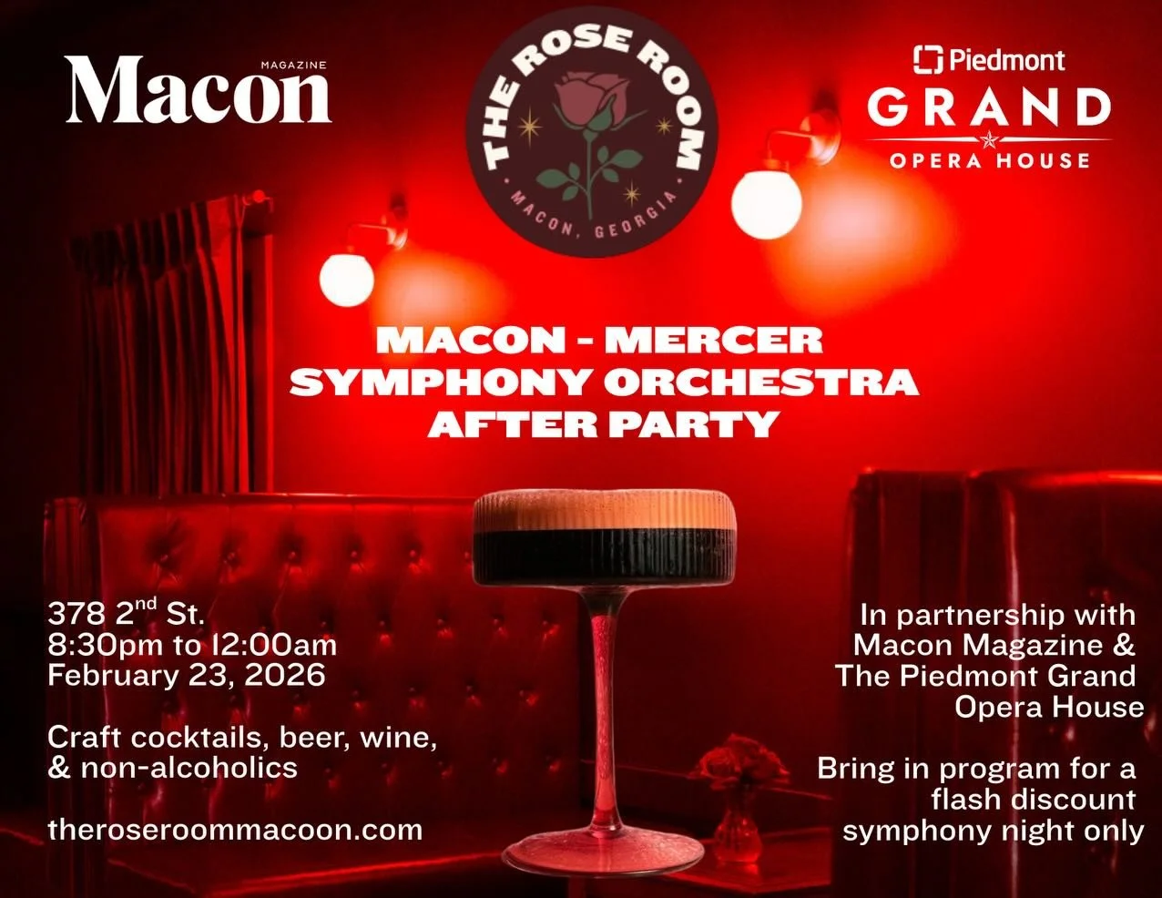 Monday night doesn&rsquo;t have to be boring. Grab tickets now @thegrandmacon and walk on over here when you&rsquo;re done!