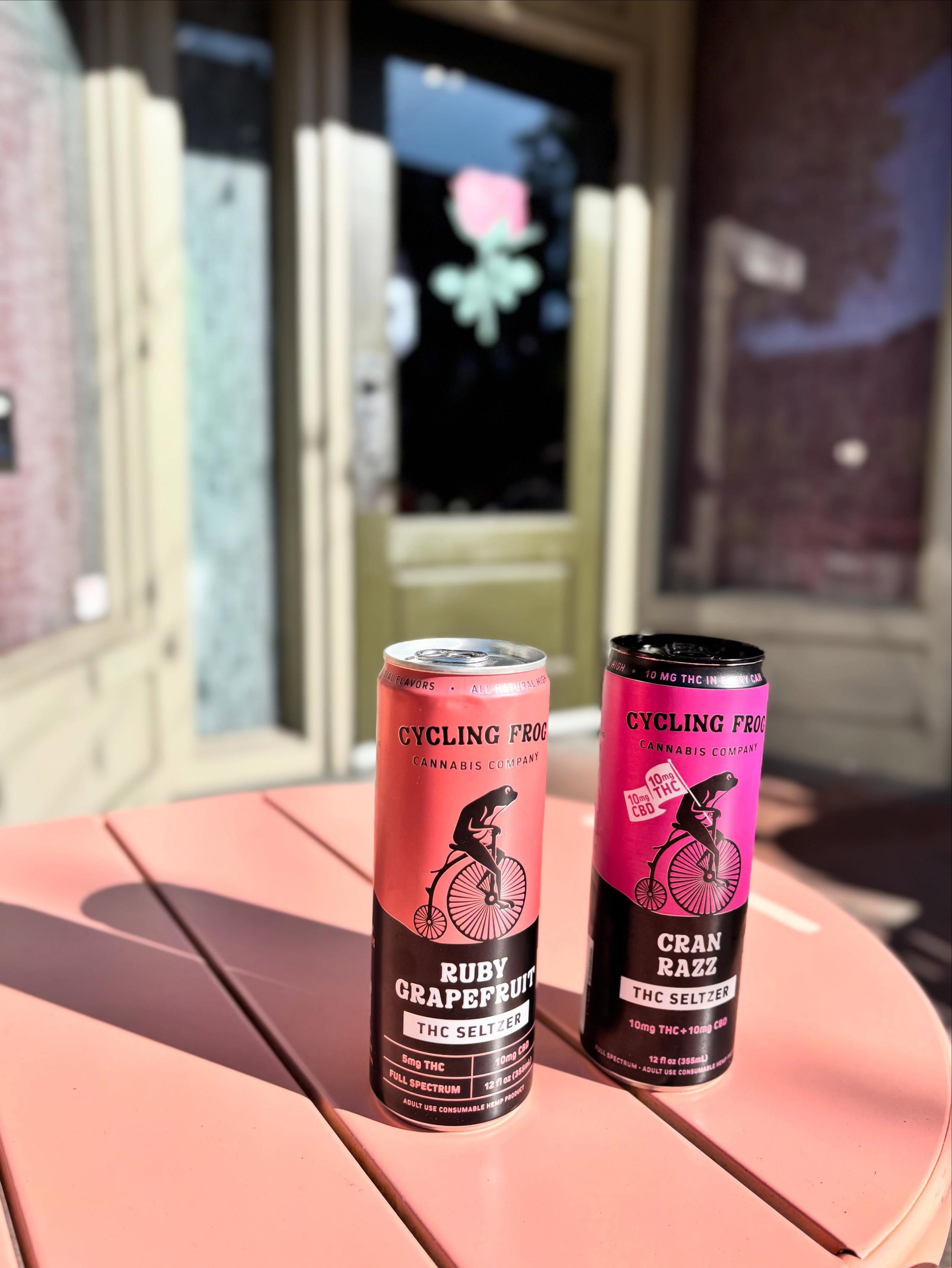 ✨New non-alcoholic THC seltzers, Cycling Frogs, have arrived with the weekend ✨ 

10mg cran-raspberry + 5mg ruby grapefruit 

Cracking cans open on the patio tonight 5pm to 12am. Come relax with whatever you like to drink, alcohol + non-alcohol + som