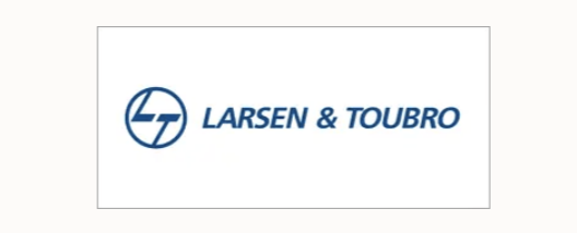Larsen & Toubro logo with a blue circle containing a stylized L and T, and the company name in blue text.