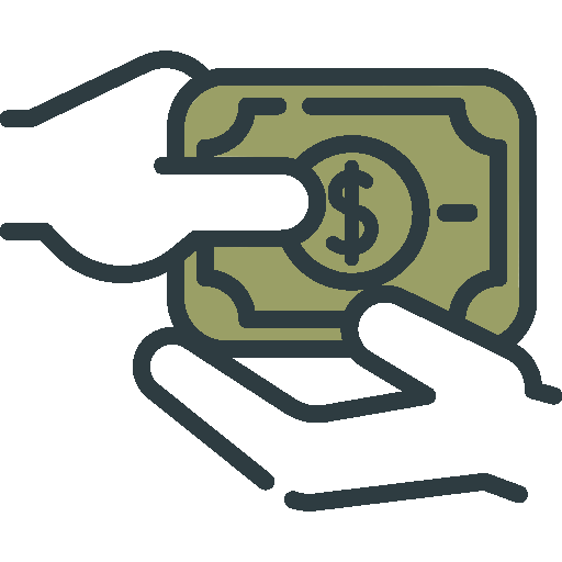 Illustration of a hand holding a smartphone with an dollar bill being inserted into it.