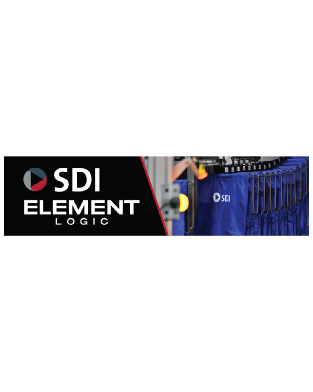 SDI Element Logic branding on a digital control panel and slide storage pocket with the SDI logo.