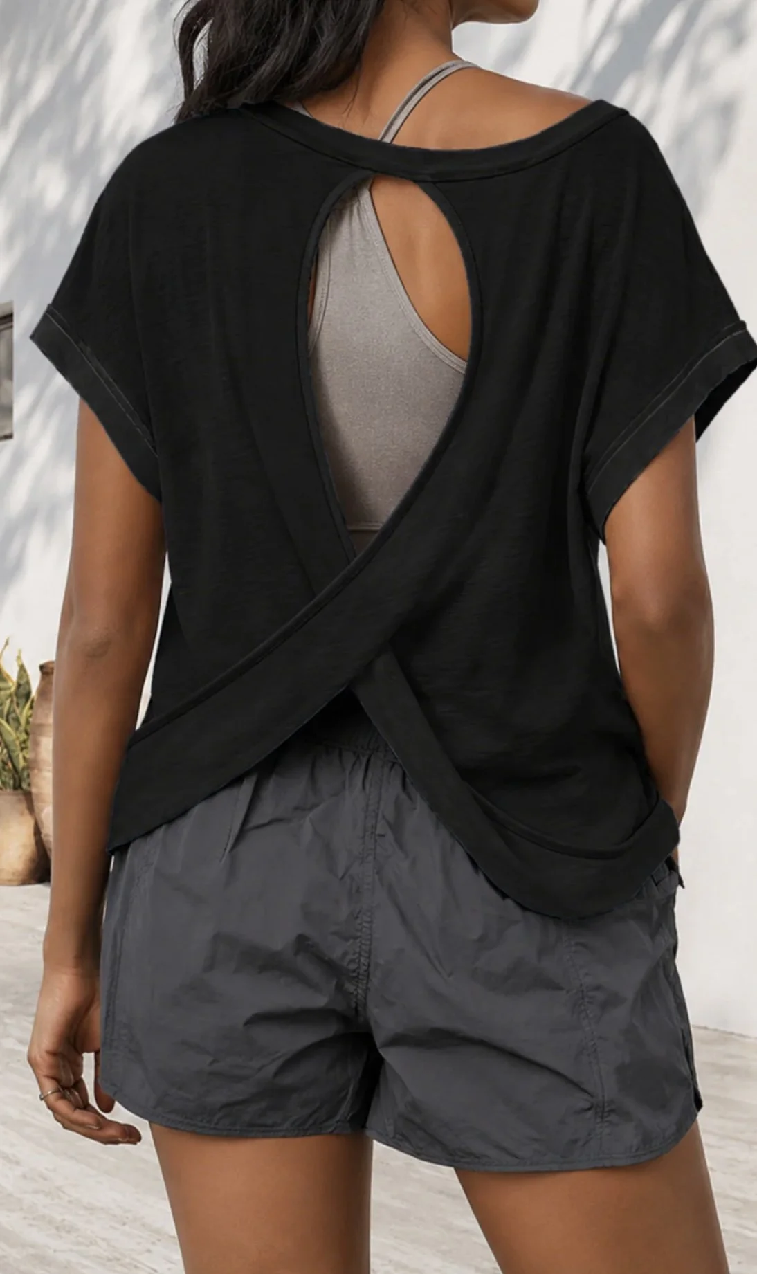 Black Cross-Back Shirt