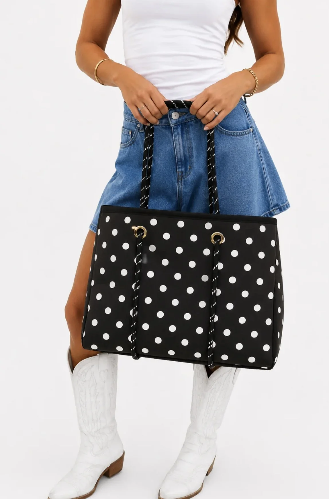 Large Tote in Polka Dot