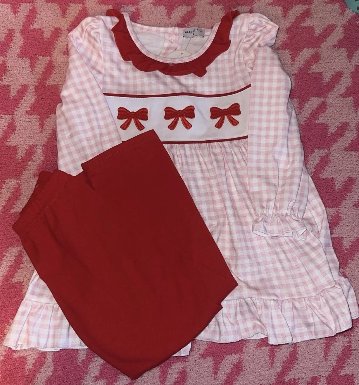 Red/Pink Bow Dress w/ leggings