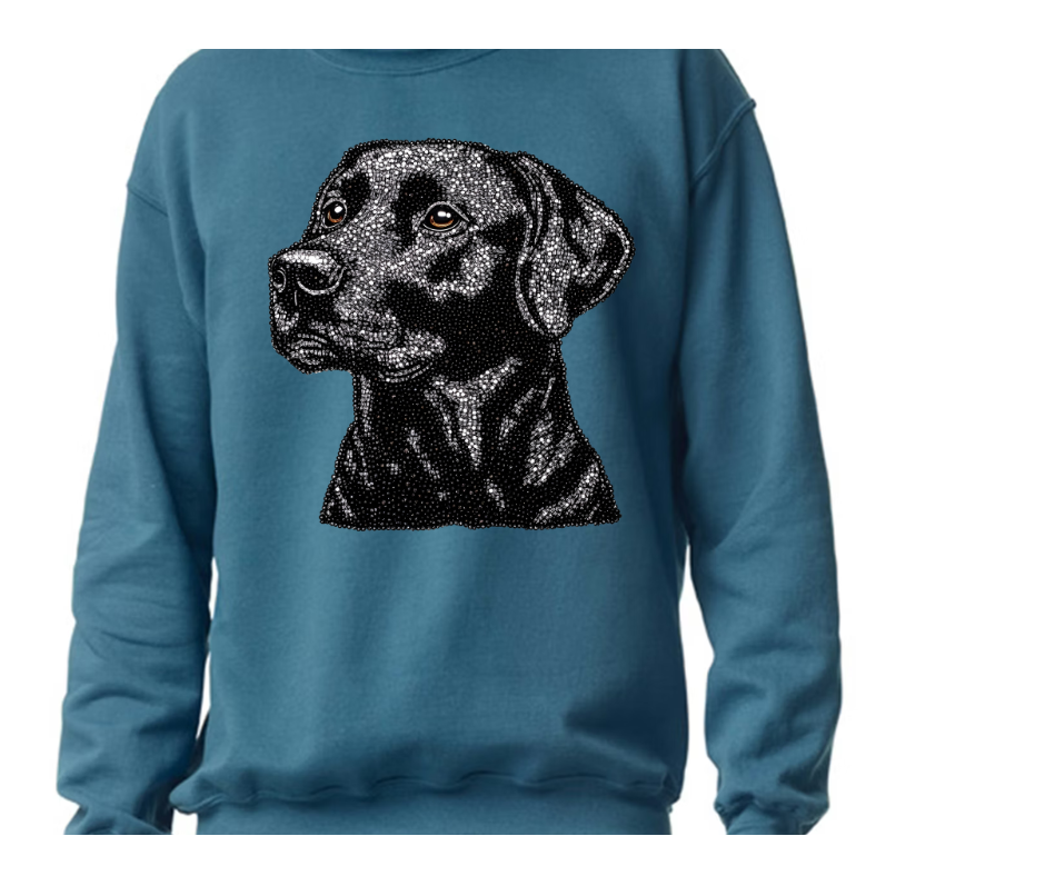 Faux Rhinestone Black Lab