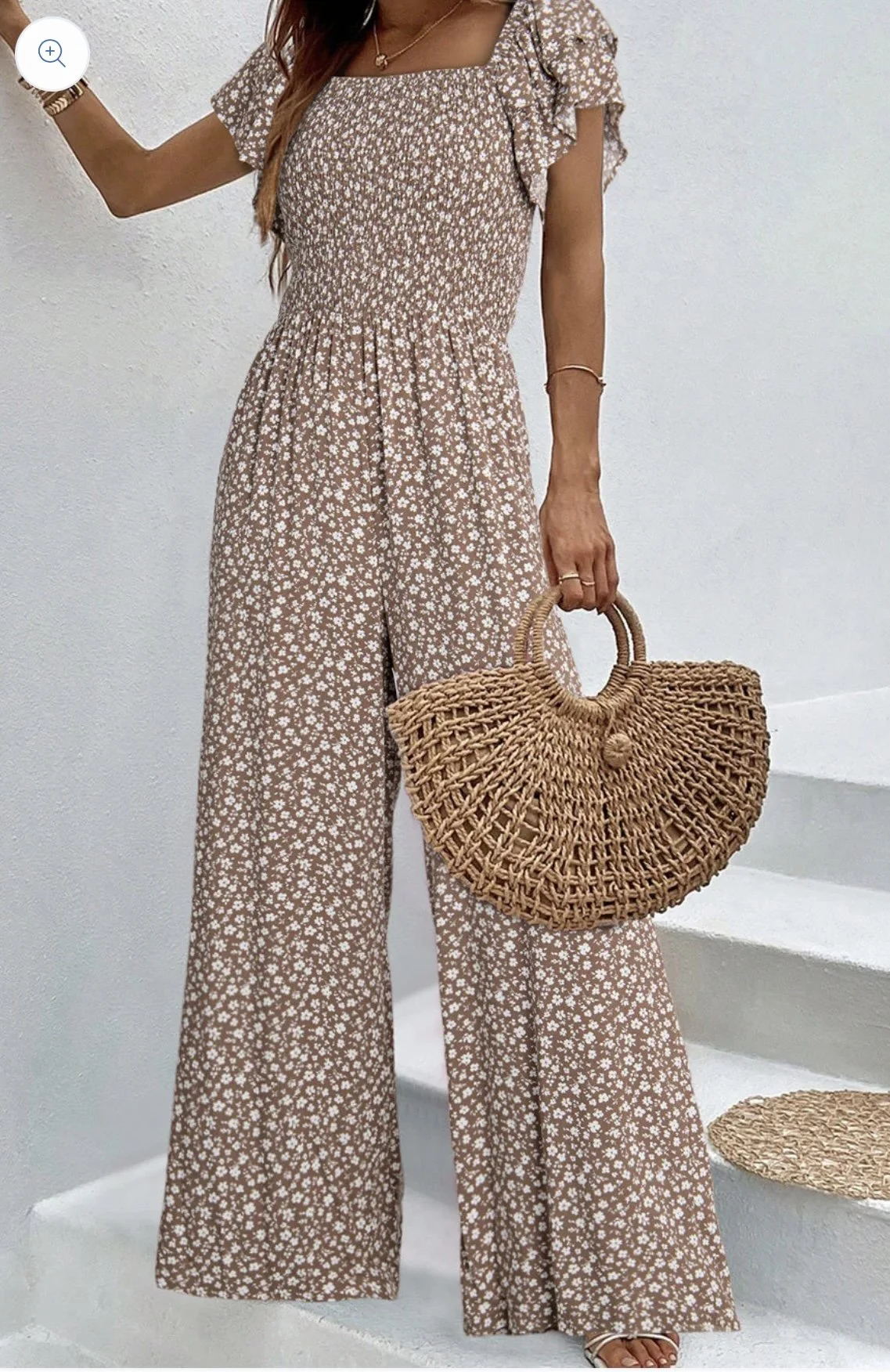 Brown Floral Ruffled Jumpsuit