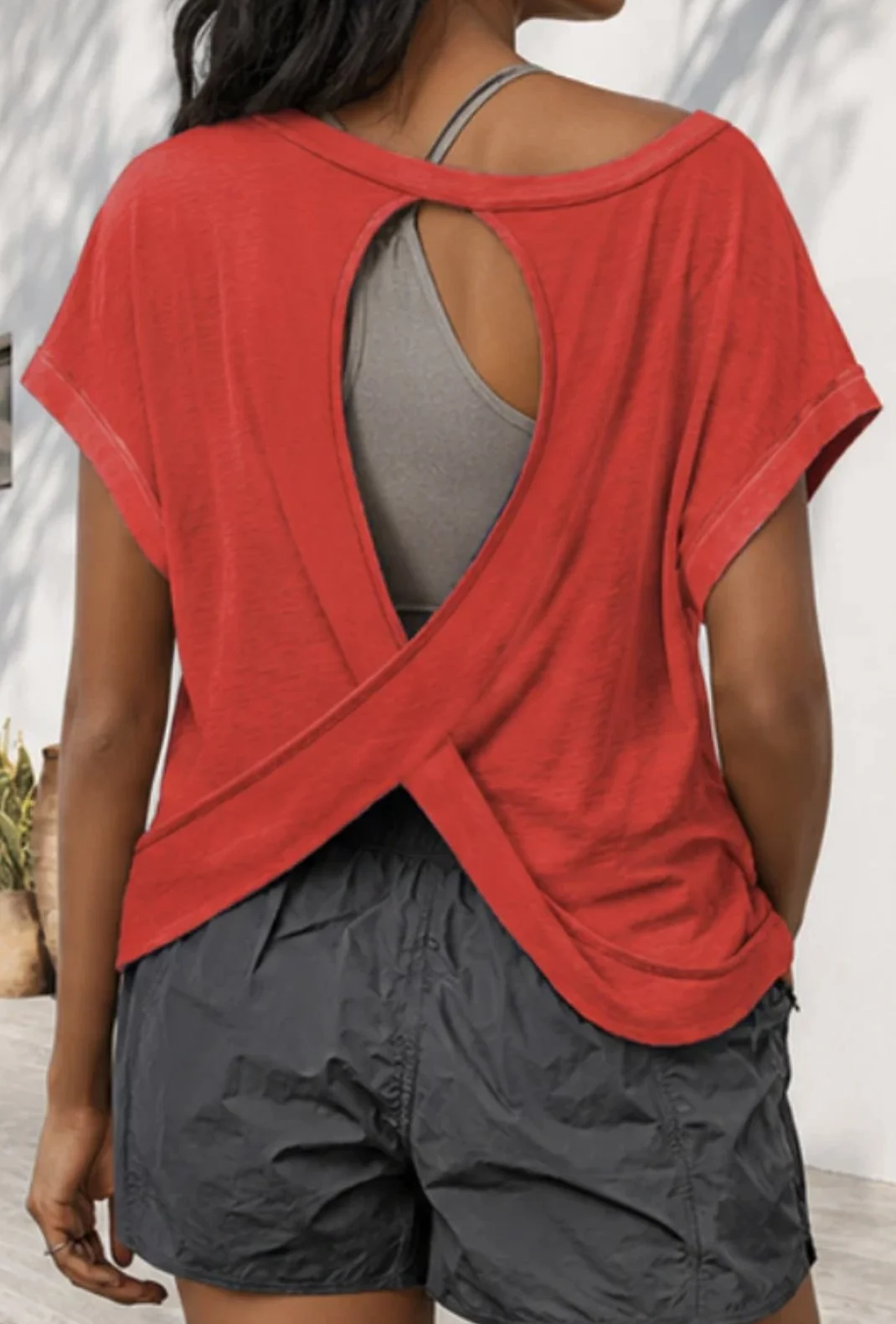 Red Cross-Back Shirt