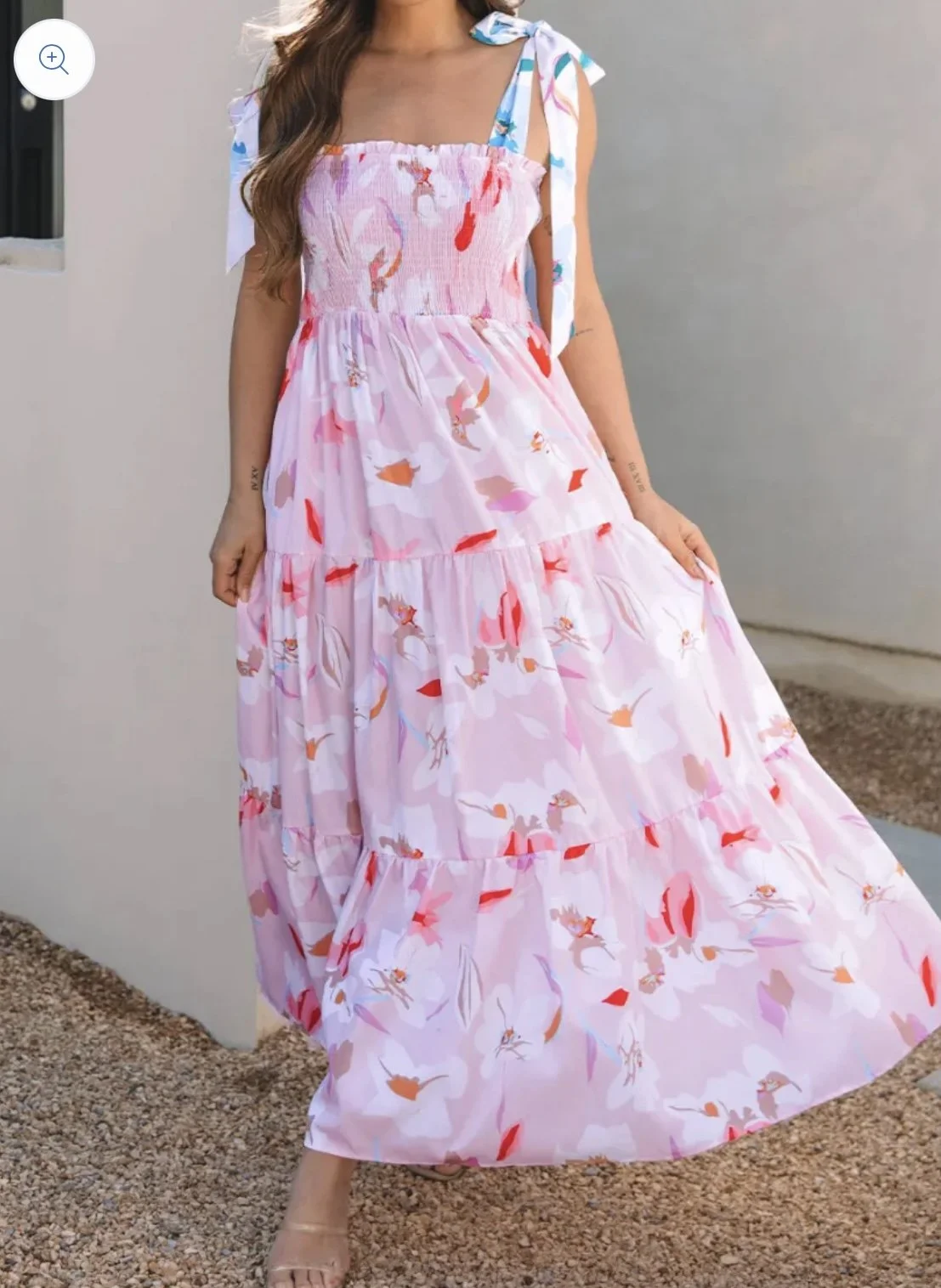 Pink Floral Smocked Dress