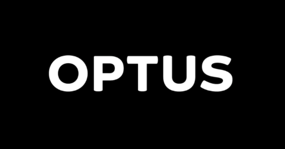 "Optus" logo in white text on black background