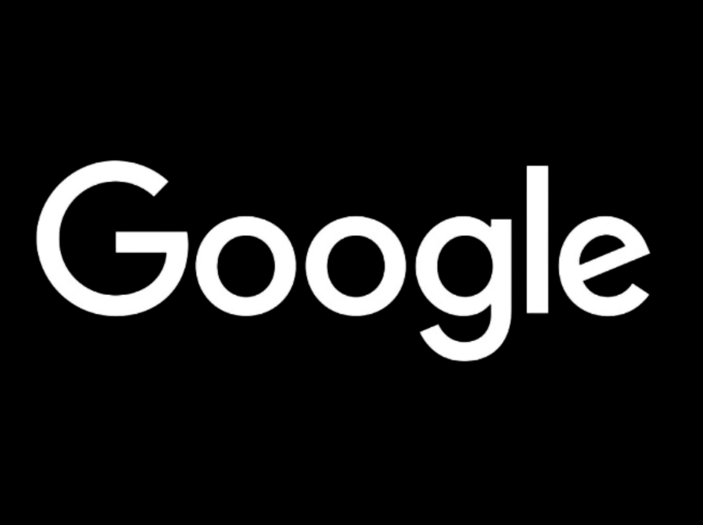 White Google logo on a black background.