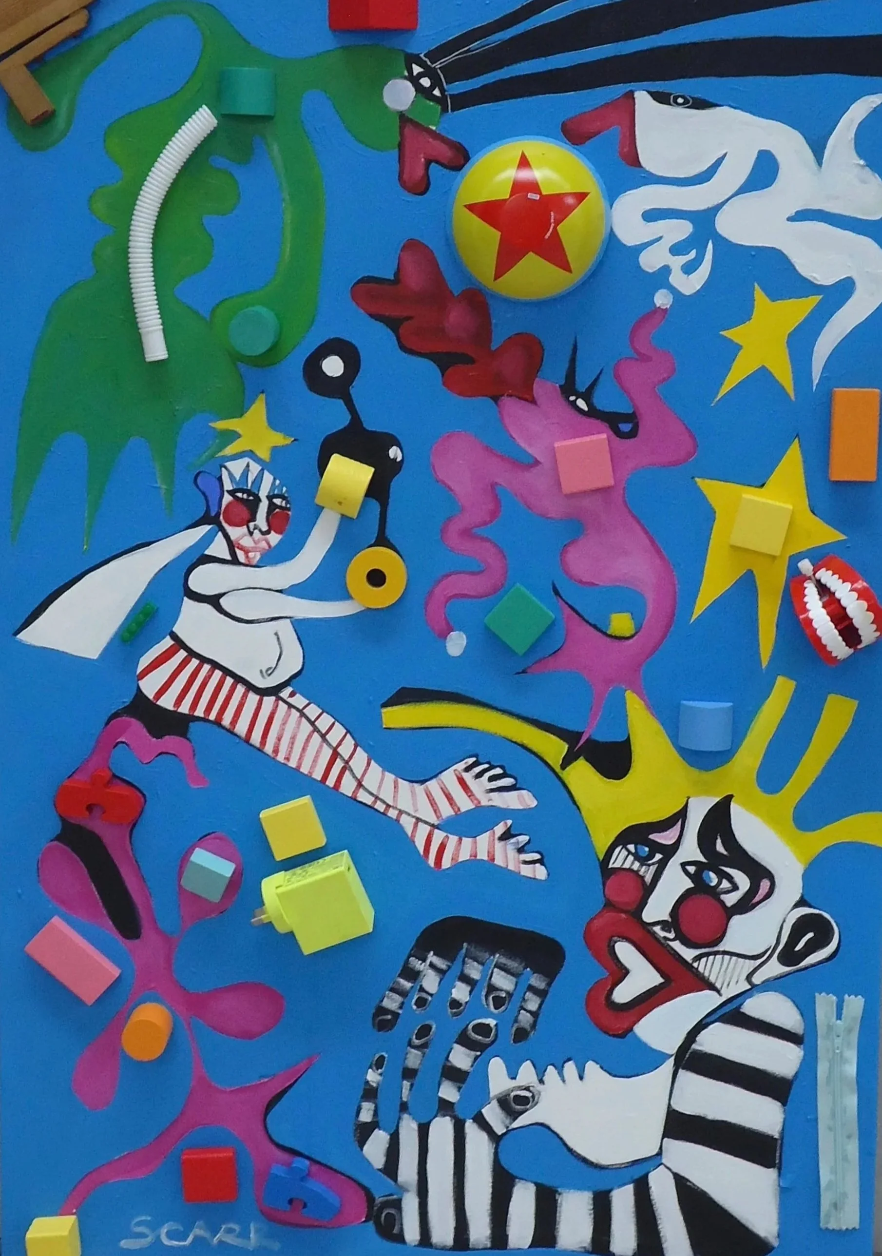 TITLE: Down the sea hole, MEDIUM(s): Acrylic, found materials, DIMENSIONS: 100 x 75cm, YEAR: 2026