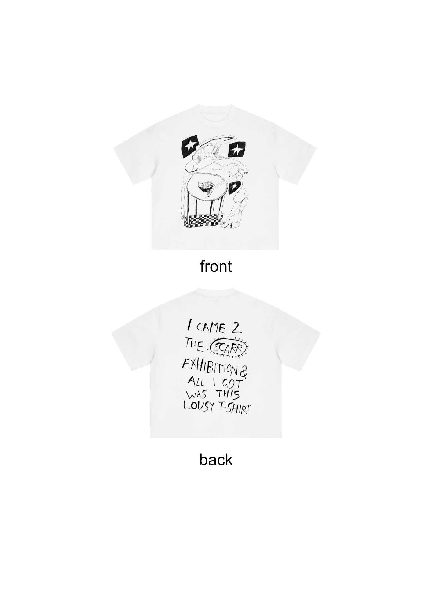 "Dinner for Two" Boxy Oversized T-shirt - White