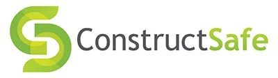 ConstructSafe logo with a green and grey design and text
