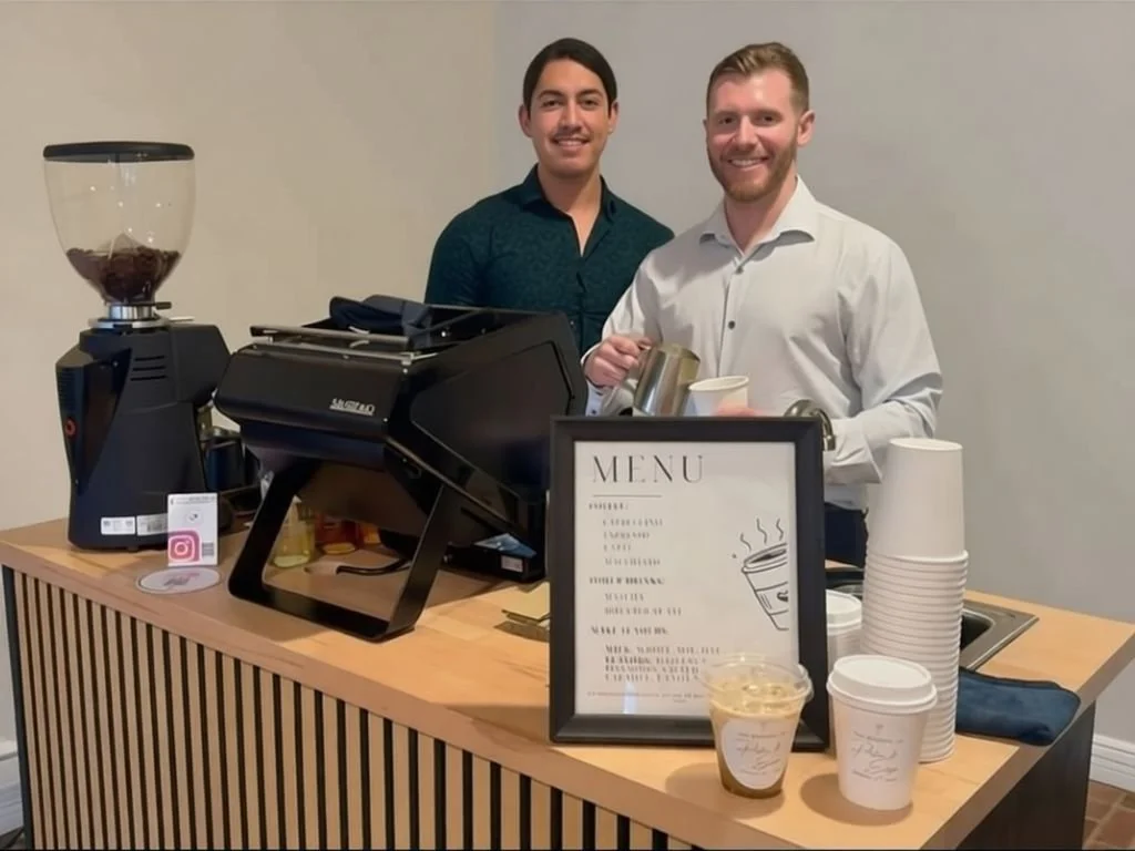 Professional baristas providing coffee at a Dallas business event
