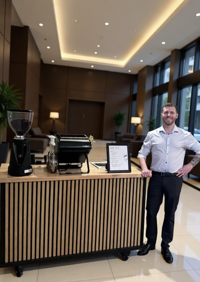 Coffee cart catering for a corporate event in Dallas