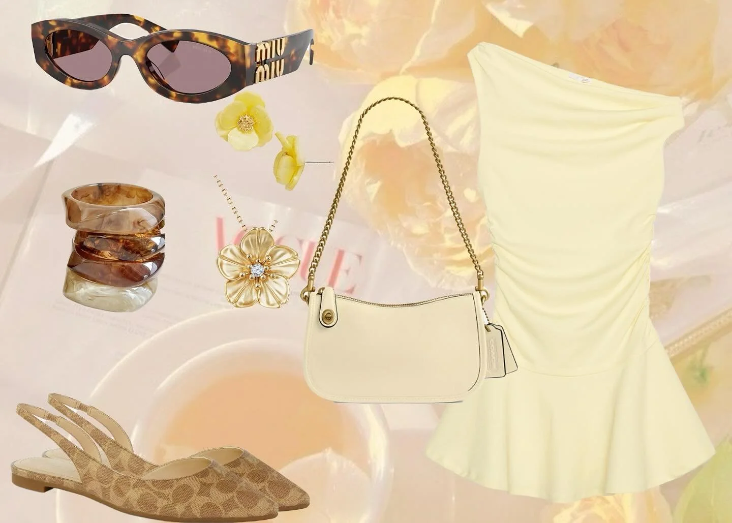 💛 Butter Yellow is a trending color of the season

 👗Flowing silhouettes are also a trending this Spring/Summer. 

 🩰 Paired with a shoe similar to the trending ballet flats. 

🛍️ This look is a great combination serving all areas of what is new 