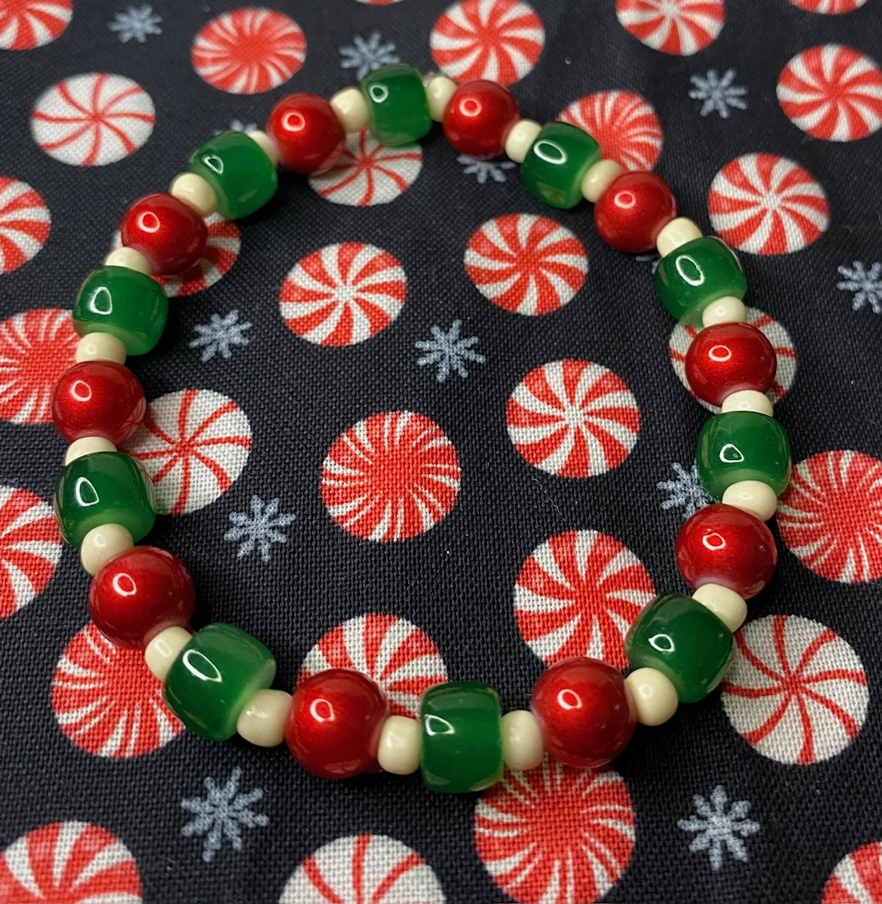 Christmas Glass Bead Bracelet