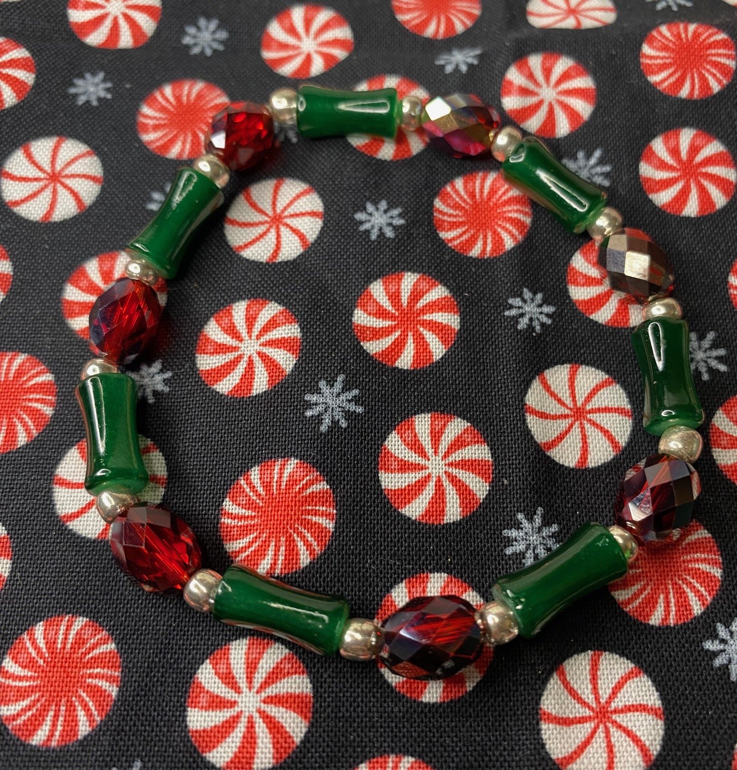 Christmas Glass Bead Bracelet