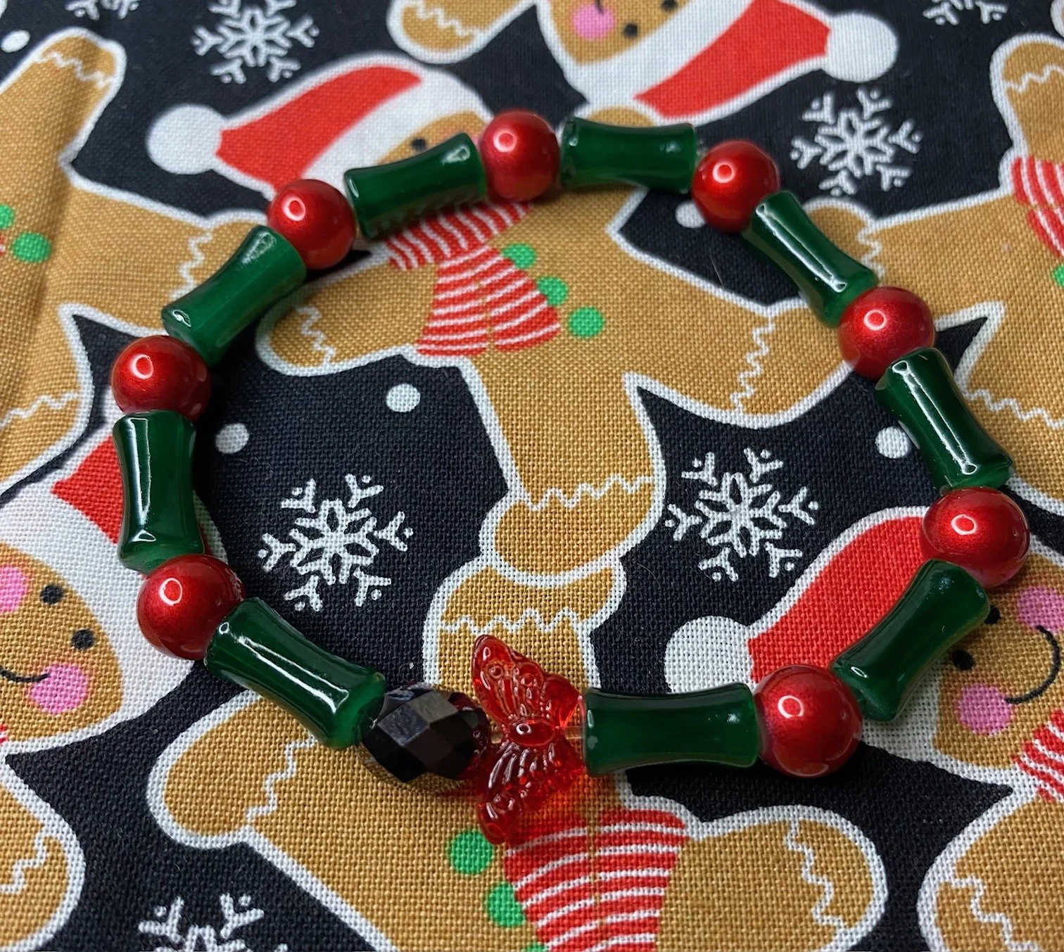 Christmas Glass Bead Bracelet