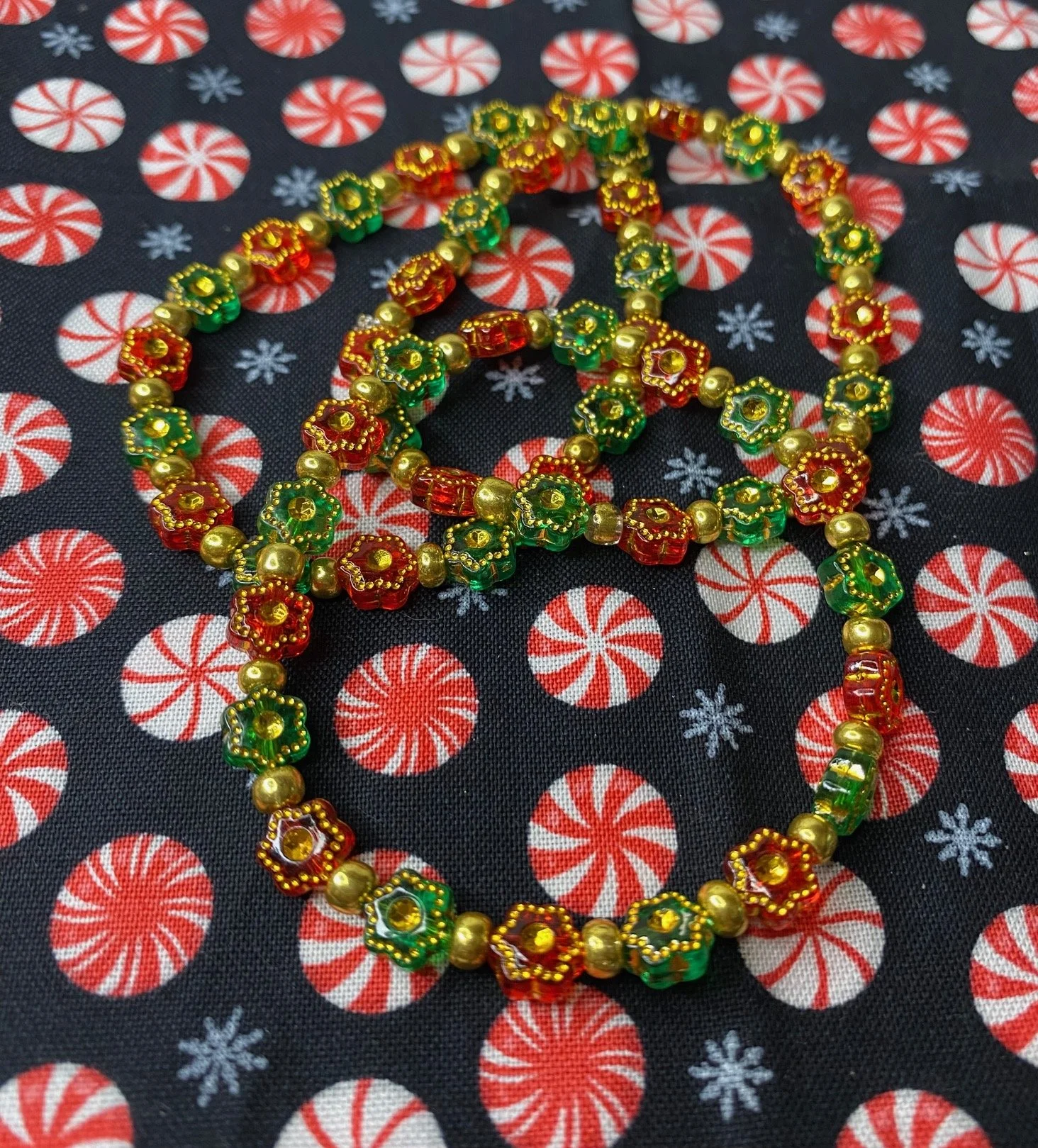 Christmas Glass Bead Bracelet