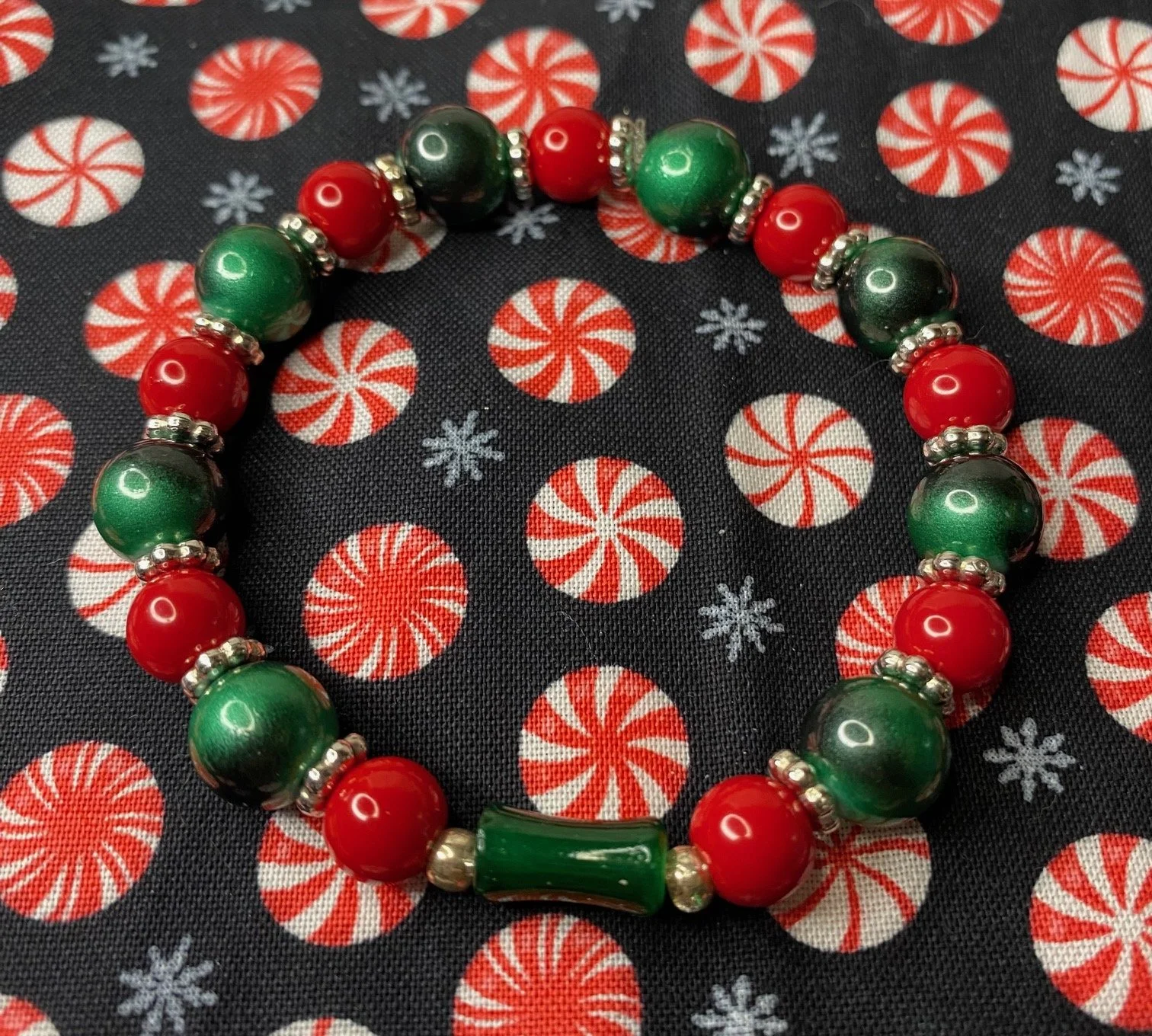 Christmas Glass Bead Bracelet