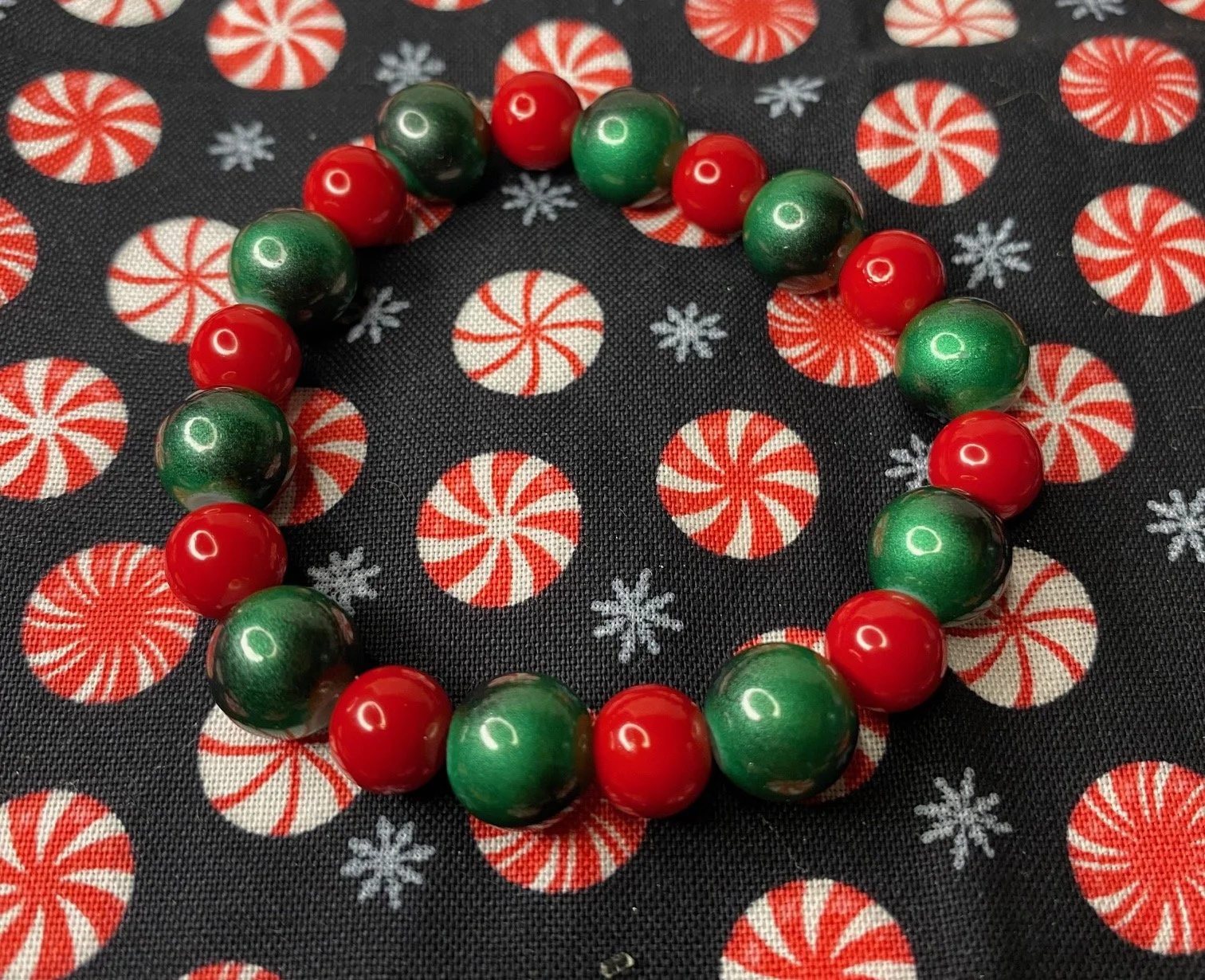 Christmas Glass Bead Bracelet