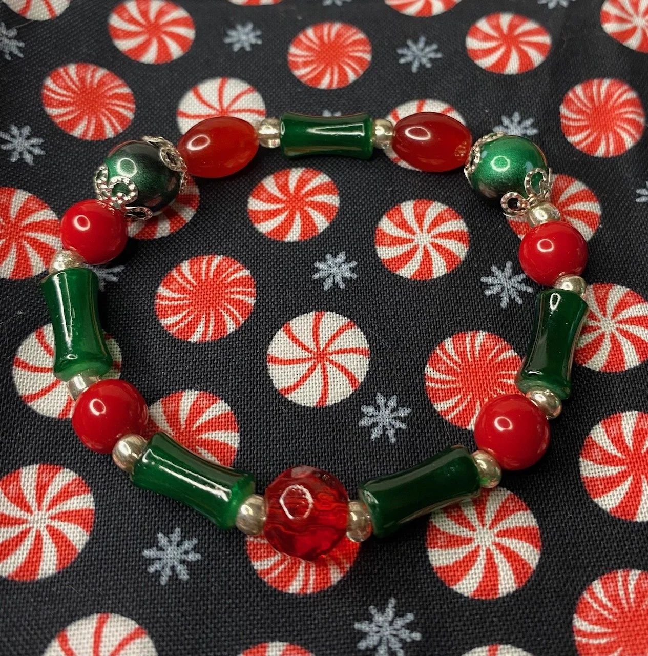 Christmas Glass Bead Bracelet