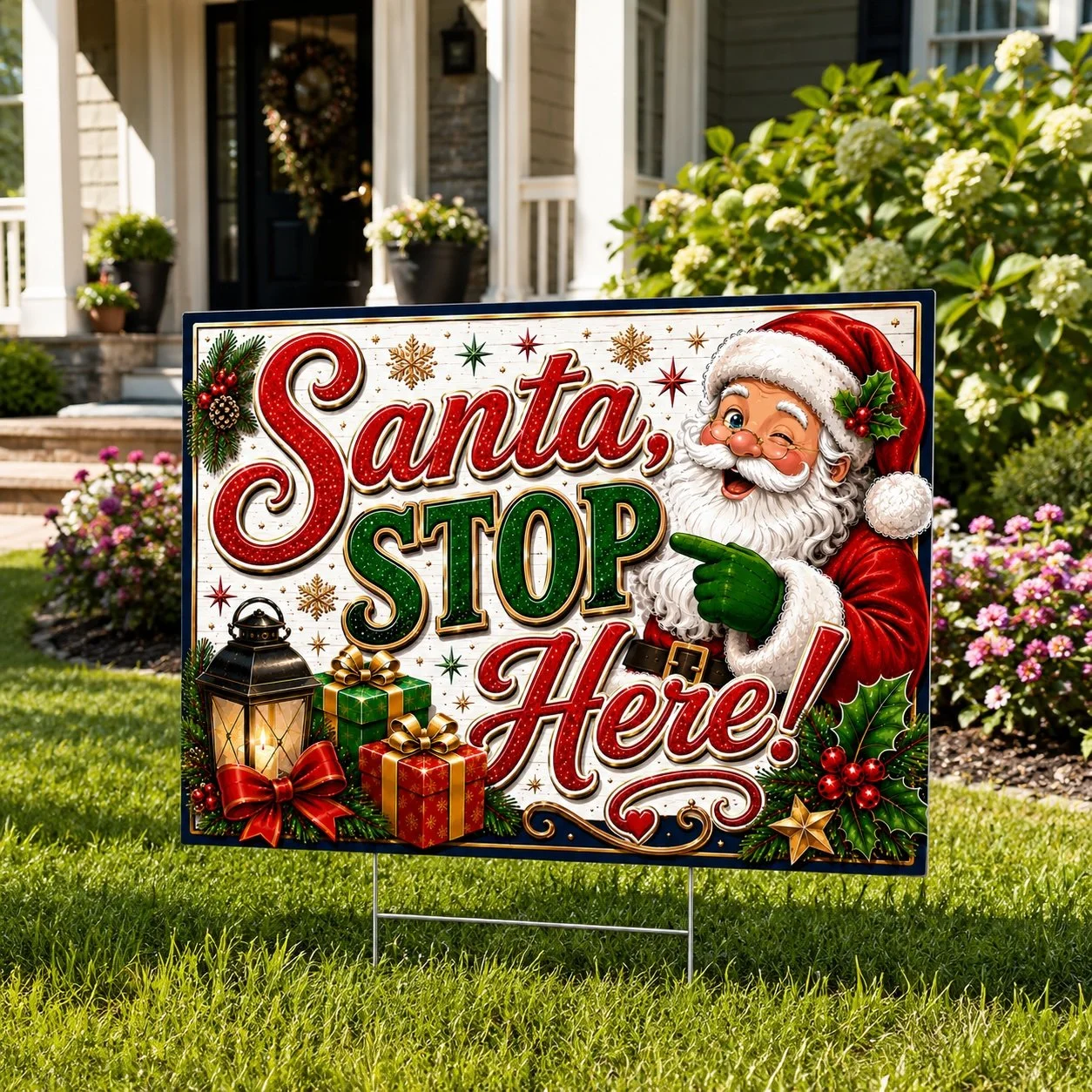Santa, Stop Here! Yard Sign