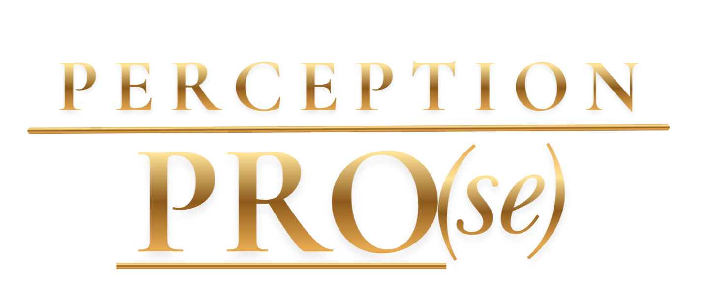 The image contains the title text 'PERCEPTION PROse' in gold and black with a decorative line underneath.