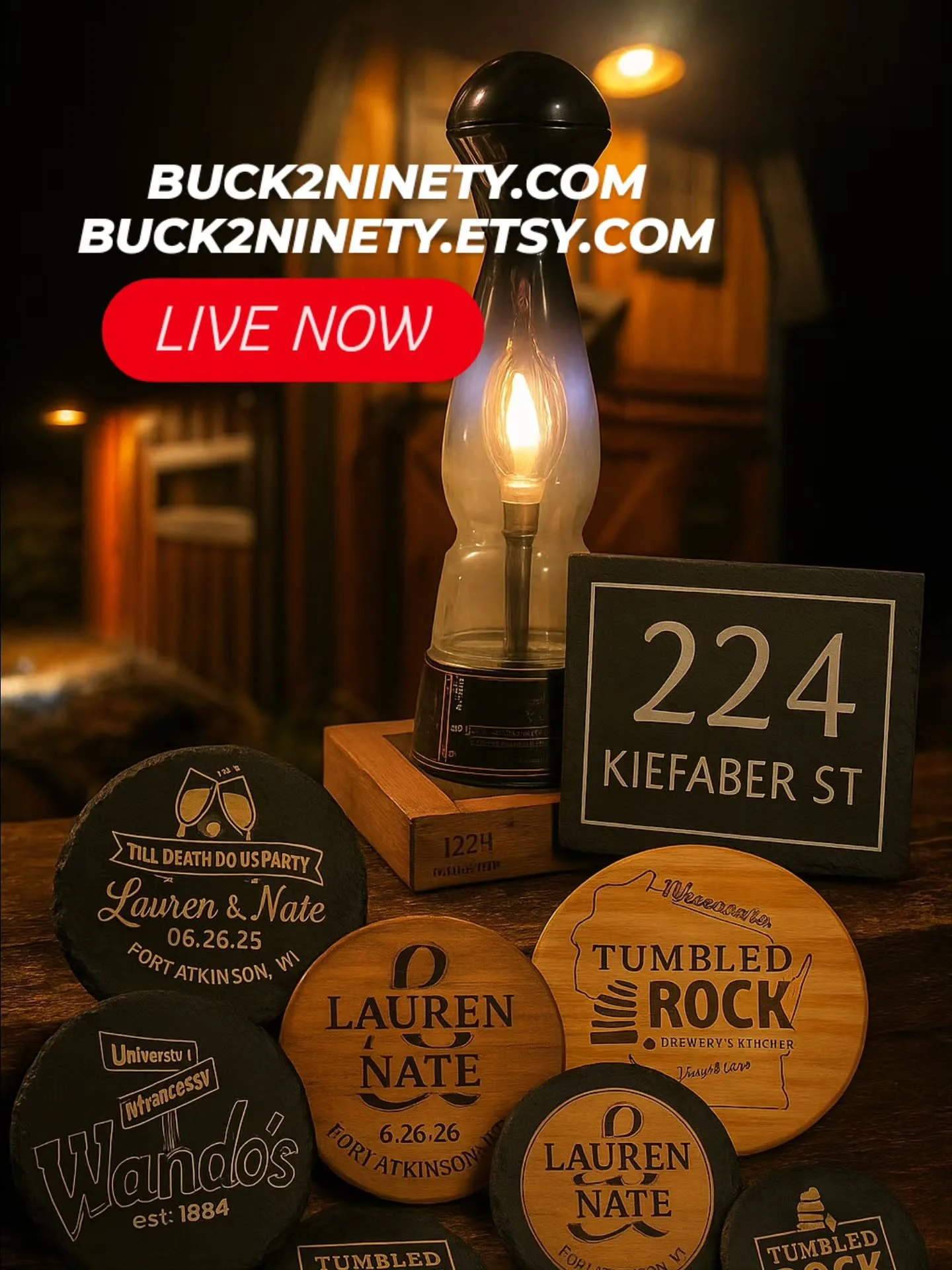 #Buck2Ninety is officially live. 💪🏽

What started as a late-night side project in a shed turned into something real &mdash; lamps, boards, and coasters built by hand, one piece at a time.

No shortcuts. No mass production.
Just hard work and honest