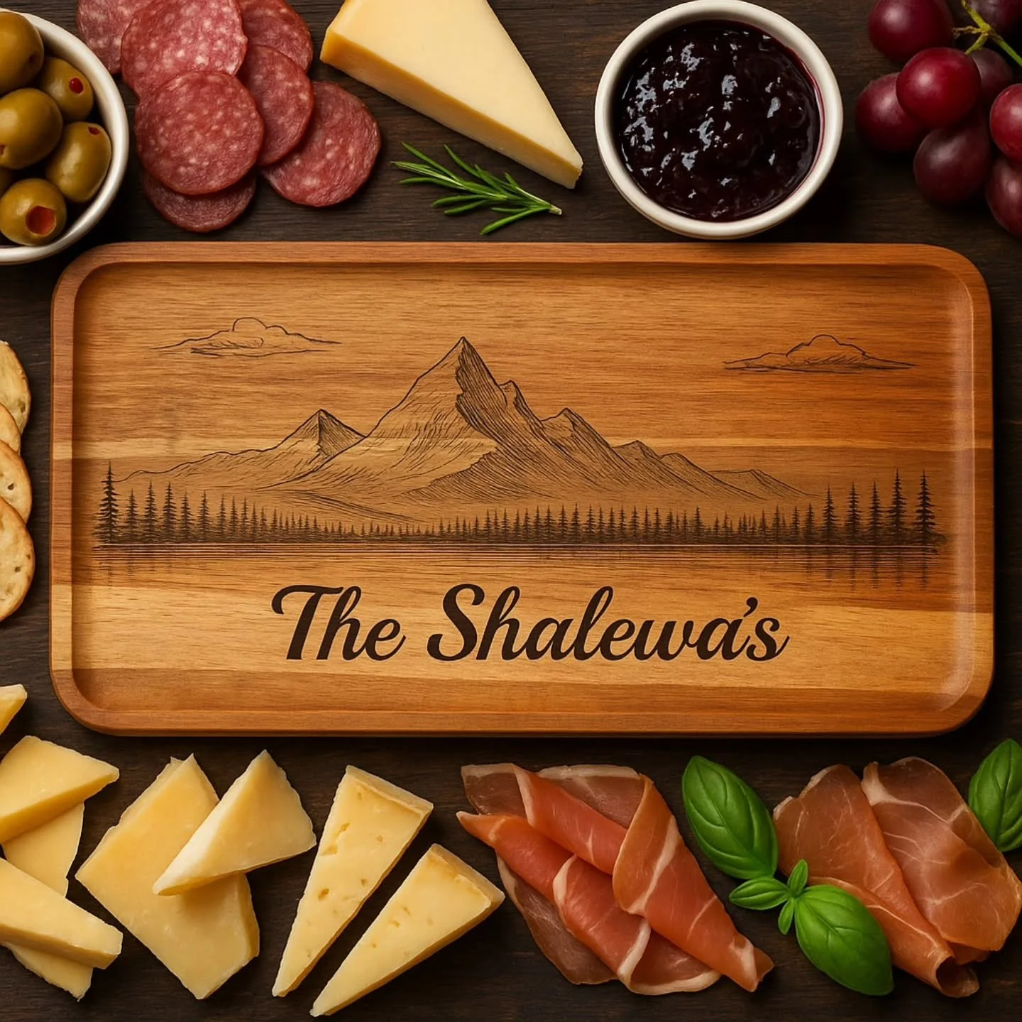 🌲 Holiday gifts should feel personal &mdash; not pulled off a shelf.

These solid acacia wood charcuterie boards are chosen for durability and beauty, then custom engraved one piece at a time, carefully aligned to the grain and hand-finished with fo