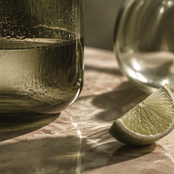 IV bag filled with citrus fruits, representing immune support and hydration.